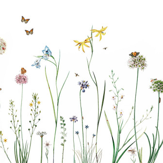 Tapet floral cu fluturi în camera unui copil