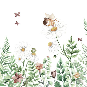 Tapet floral cu zâne și flori pentru camera copiilor