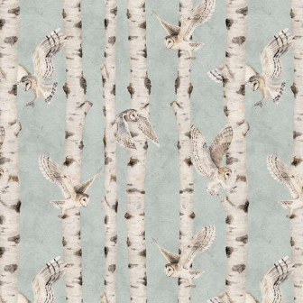 Tapet personalizat cu mesteceni și bufnițe în camera copilului