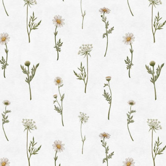 Tapet floral cu margarete pentru camera copiilor