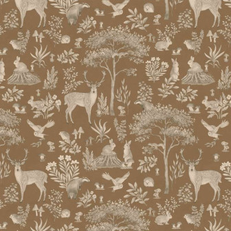 Tapet vintage maro cu design pădure