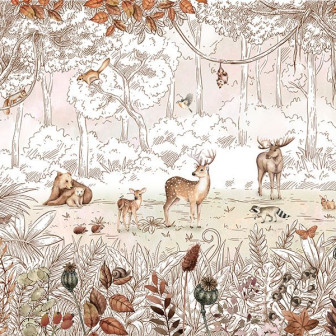 Tapet cu animale din padure toamna