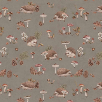 Tapet cu arici și ciuperci pentru camera copiilor