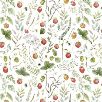 Tapet cu model căpșuni și frunze verzi