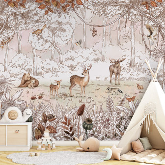 Tapet cu animale din padure toamna