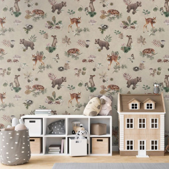 Tapet cu animale salbatice pe fundal bej