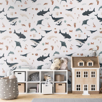 Tapet cu motive marine pentru camera copiilor