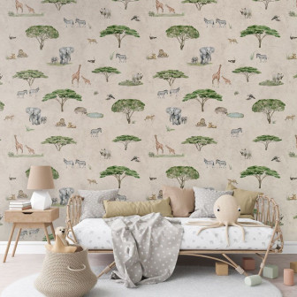 Tapet cu animale savana pentru camera copilului