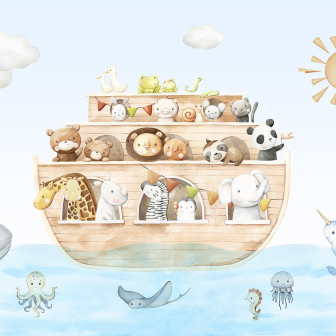 Fototapet cu arca lui Noe și animale