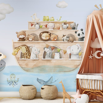 Fototapet cu arca lui Noe și animale