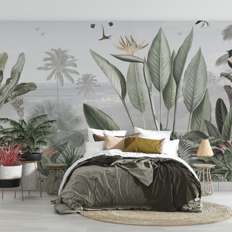 Fototapet personalizat cu design botanic panoramic