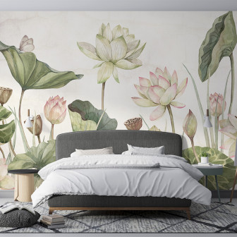 Tapet personalizat cu nuferi delicati